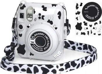 Kuti mbrojtëse LoveInstant për Fujifilm Instax Mini 12, transparente, me ngjitëse Little Cow, shumëngjyrëshe