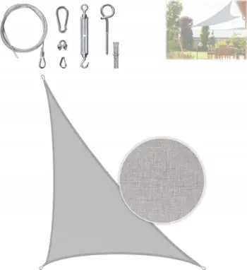 Tendë dielli HOBBYGARDEN Garden Sun Shade Sail, trekëndësh 3x4x5 m, rezistente ndaj ujit, gri hiri