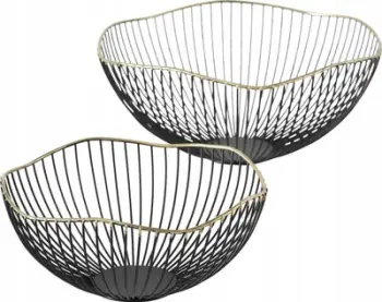 Set shporta dekorative Yoko, metal, 2 copë, të zeza me ari