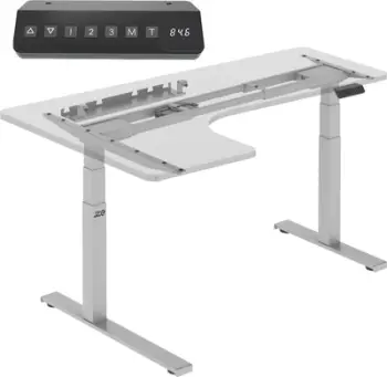 Kornizë tavoline elektrike këndore Ergo Office ER-432, rregullim lartësie 62-128cm, kapacitet 125kg, gri