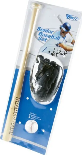 Set bejsbolli Brett Senior, shkop 80 cm, dorezë dhe top, ngjyrë druri