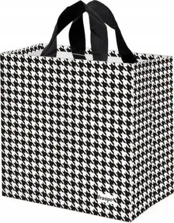Çantë blerjesh Esy-Floresy Bag, 24L, polipropilen e laminuar, bardh e zi