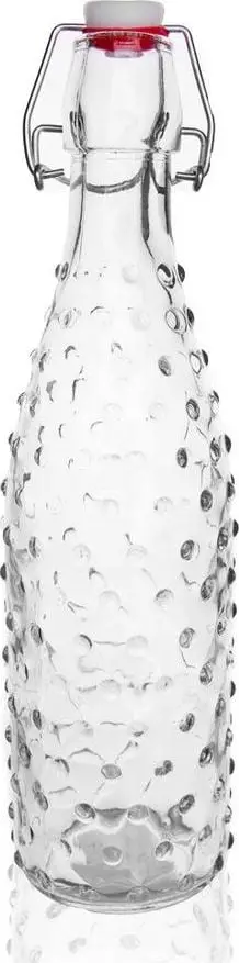 Shishe qelqi dekorative Orion, 0.5L, me tapë dhe kapëse, transparente