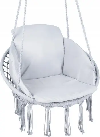 Karrige lëkundëse varëse Carruzzo HK1P, diametër 60 cm, me jastëk, e bardhë