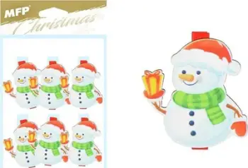 Klema druri dekorative MFP Wooden Clip Snowman, 4.8cm, set 6 copë, shumëngjyrëshe