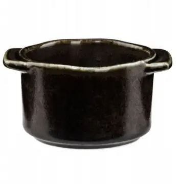 Ramekin porcelani Verlo Iron, 8cm, me doreza, kafe e errët