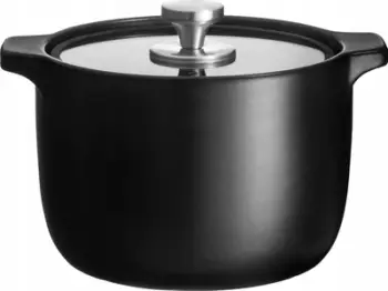 Tigan pjekjeje qeramik me kapak qelqi, 20 cm, e bardhë