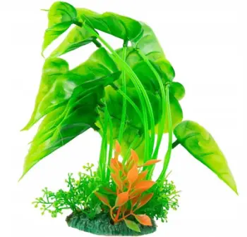Bimë dekorative për akuarium Aqua Natura, plastike, 15-20cm, jeshile me të kuqe