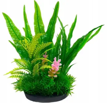 Bimë artificiale për akuarium Aqua Natura, 18 cm, plastikë, jeshile me rozë