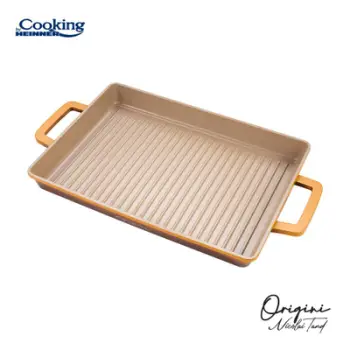 Tigan grill Cooking by Heinner ORIGINI, 36x26.4x4 cm, alumini qeramik, portokalli gri