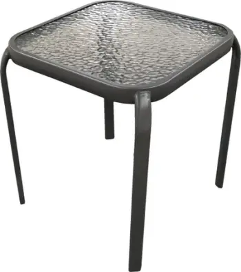 Tavolinë kopshti Saska Garden Coffee Terrace, 40.5x40.5x46cm, xham i temperuar, gri e errët