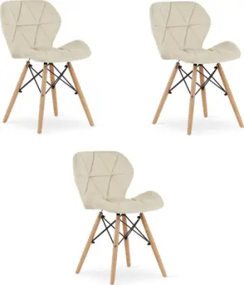 Karrige LEOBERT Lago Velvet, set 3 copë, 60x50x50 cm, beige