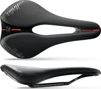 Shalë biçiklete Selle Italia Novus Evo Boost Carbon Kit Superflow L3, shina karbon/keramik, garuese, e zezë me të kuqe