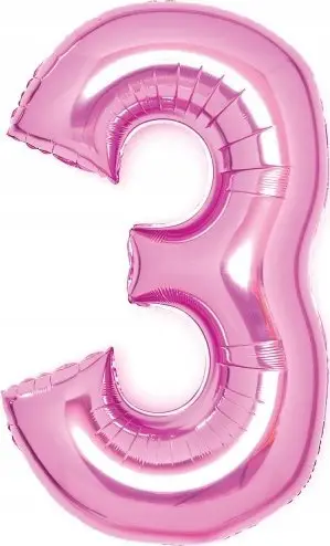 Balon folje Amscan XL numri 3, 63 cm, rozë metalike