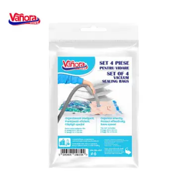Set me 4 qese vakumi Vanora Home, për ruajtje veshjesh, transparent