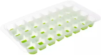 Kallëp akulli Orion Silicone Ice Cube Mold, 32 kubikë, 32.5x18x3cm, transparent me jeshile