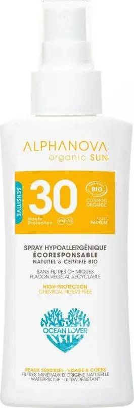Krem sprej për diell Alphanova Sun SPF30, organik, 90g