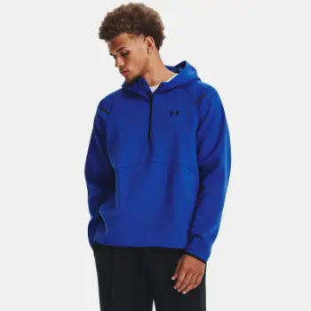 Bluzë me kapuç Under Armour Unstoppable Pullover, material që thahet shpejt, me xhep kangur, blu Team Royal e zezë