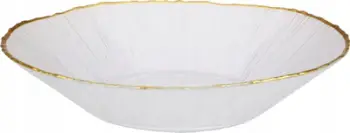 Enë qelqi për servirje, 500 ml, buzë ngjyrë ari, transparente