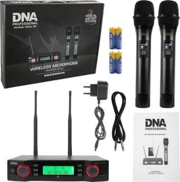 Set mikrofoni pa tela DNA VM Dual Vocal, 2 mikrofona dore, sistem profesional, i zi