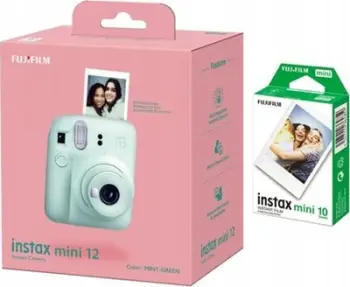 Aparat fotografik instant Fujifilm Instax Mini 12, me film Instax Mini, selfie mode, mint green