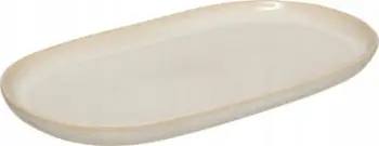 Pjatë dekorative Atmosphera Terre Inconnue, qeramike stoneware, 30x18cm, beige