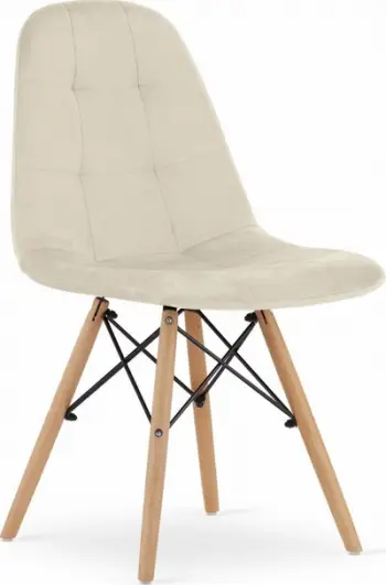 Karrige DUMO Chair, kadife, këmbë dru fagu, bezhë