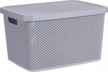 Shportë organizuese Kipit Rattan, 19L, me kapak, gri e hapur