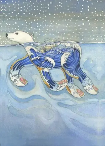 Kartolinë DM Collection Floating Polar Bear A119 B6, pa tekst, me zarf