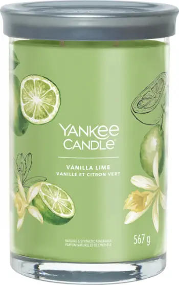 Qiri aromatik Yankee Candle Vanilla Lime Signature Large Tumbler, 567g, 2 fitila, jeshil
