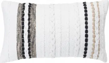 Jastëk dekorativ Home &amp; Styling Collection Stripe, 50 x 30 cm, pambuk, i bardhë me shirita