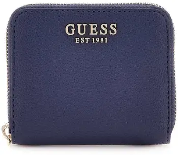 Portofol Guess Laurel II SLG Small Zip Around, për femra, blu e errët