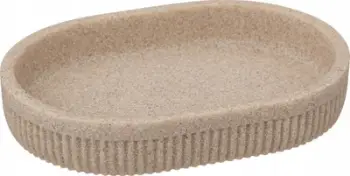 Pjatë sapuni 5five Onyx Linen, formë ovale, teksturë antirrëshqitëse, bezhë natyrale