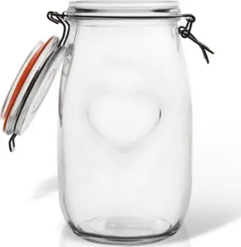Kavanoz qelqi me kapak patent dhe vulë gome, transparent