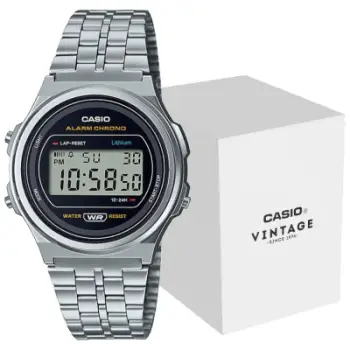Orë dore Casio A171WE-1AEF, digjitale, rezistente ndaj ujit, argjendtë