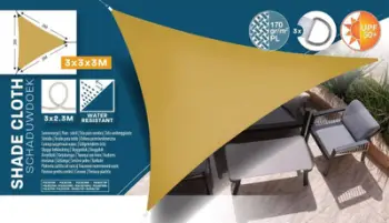 Çadër dielli ProGarden Sunshade Sail Triangle, 3x3x3m, mbrojtje UV 50+, e verdhë orcha