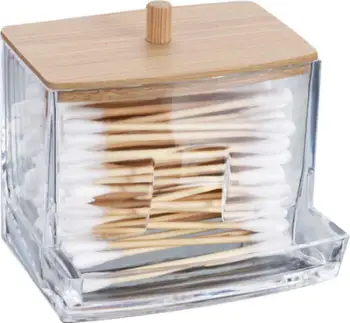 Kontejner kozmetik Eleganza Cosmetic Container, me kapak bambuje, transparent