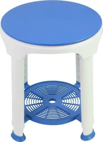 Karrige rrotulluese dushi Shower Stool, ulëse 360°, lartësi e rregullueshme, e bardhë