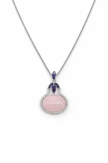 Qafore Silver me Gur Rose Quartz & Kristale Vjollcë