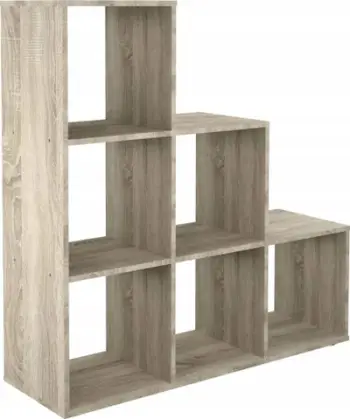 Ndarës dhome FMD Room Divider, 6 ndarje kubike, dizajn shkalle, dru sand oak