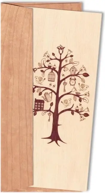 Kartolinë prej druri Cozywood Wooden Card DL, me zarf druri, motiv Tree of Life