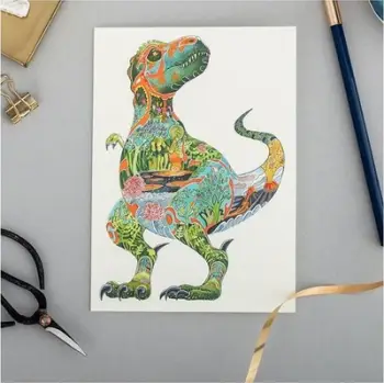 Kartolinë me zarf Artebene A100 B6 Tyrannosaurus, pa tekst, 330 g/m², shumëngjyrëshe