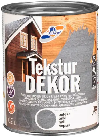 Bojë druri Rilak Tekstur Dekor, alkid, 0.9L, gri e errët