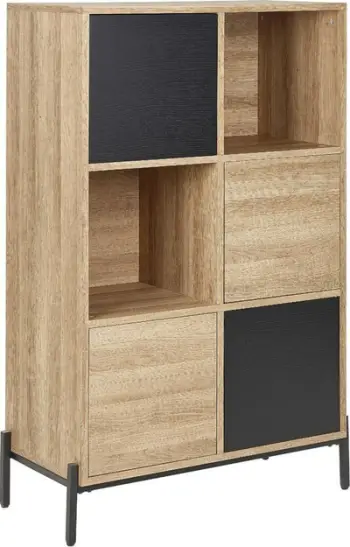 Raft librash Beliani MOINES, 135cm, MDF me këmbë metalike, dru natyral dhe i zi
