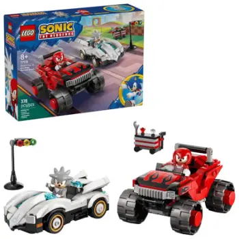 Lodër ndërtimi LEGO Sonic the Hedgehog 77118, Silver's Car vs Knuckles' Monster Truck, shumëngjyrëshe