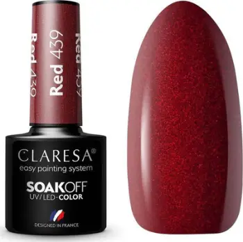 Llak xhel thonjsh Claresa SoakOff UV LED Color Warm Feelings Red 439, 5 g, i kuq