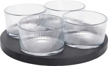 Set servirjeje Lumarko Serving Set, 5 copë, qelq transparent, bazë e zezë