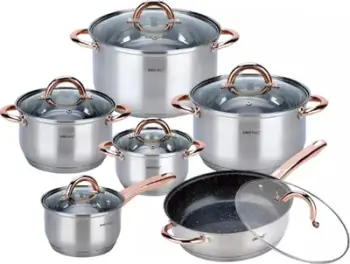 Set tenxheresh Kinghoff KH-1766, 12 pjesë, çelik inox, ngjyrë rose gold