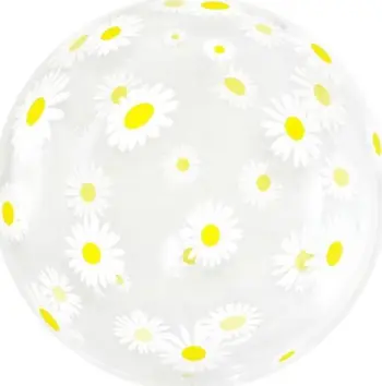 Balon dekorativ Godan Aqua Daisies, 20", transparent me margarita të bardha