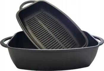 Tavë pjekjeje Krisberg, 3.8L, gize me kapak grill, e zezë